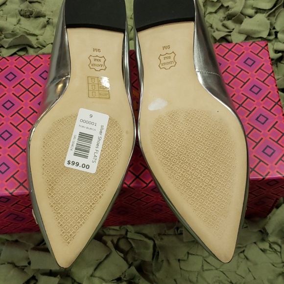 Tory Burch Melody Metallic Flats Pearl Logo - Picture 5 of 7